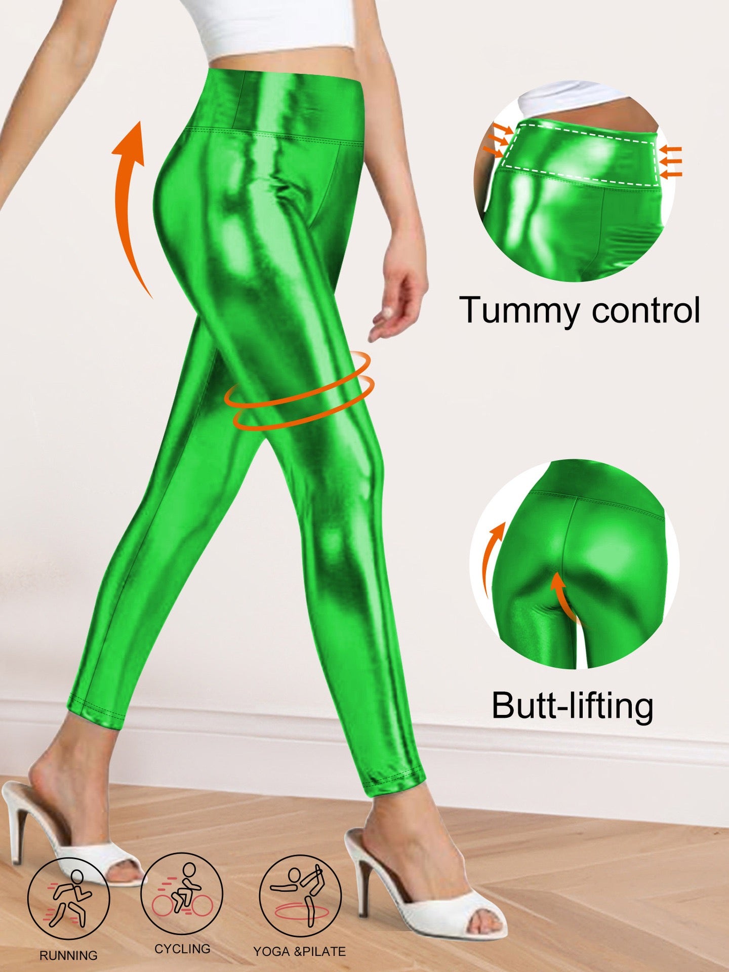 2025 New Anti-Cellulite Compression High Waist Slim Leather Leggings