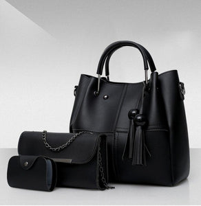 Solid Wood Bead Tassel Handbag Set
