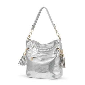 Serpentine Pattern Shoulder Bag with Tassel
