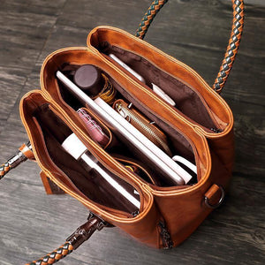 Classical Retro Leather Multi Pockets Women Handbag