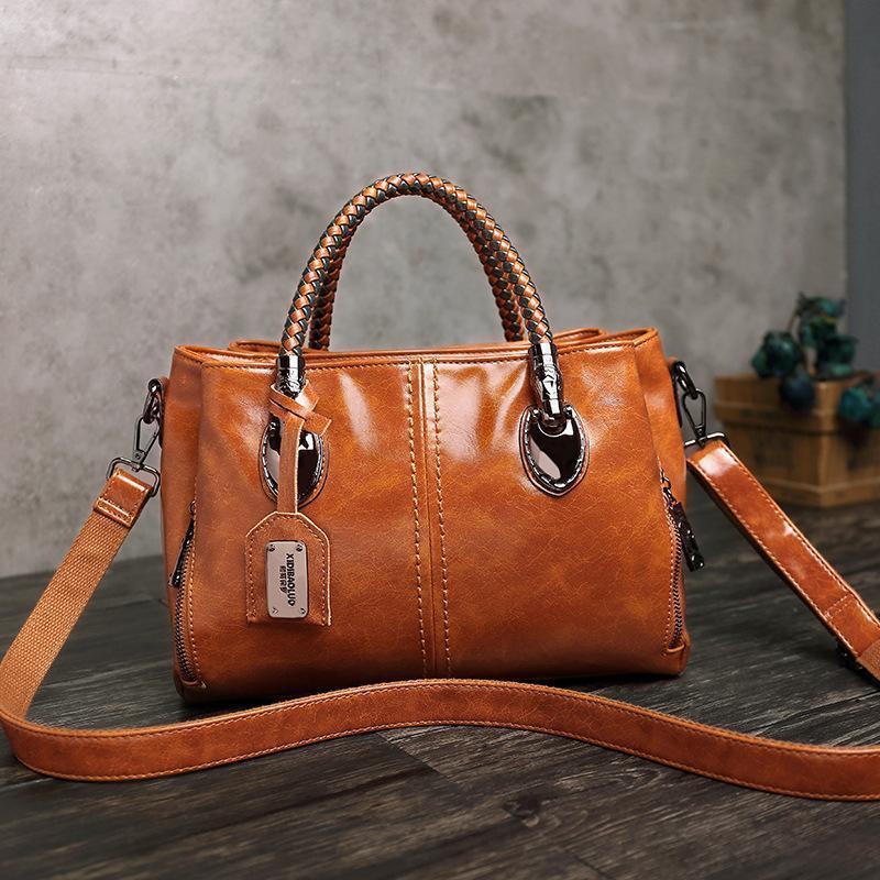 Classical Retro Leather Multi Pockets Women Handbag