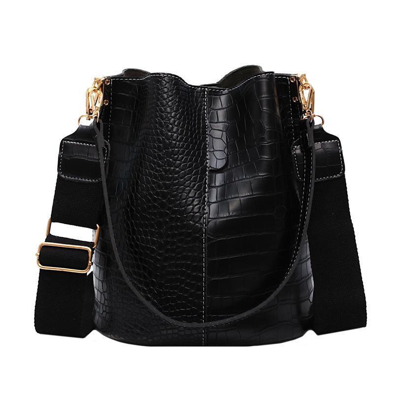 Retro Designer Crocodile-effect Bucket Shoulder Bag