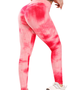 Anti-Cellulite High Waisted Textured Tie Dye Leggings