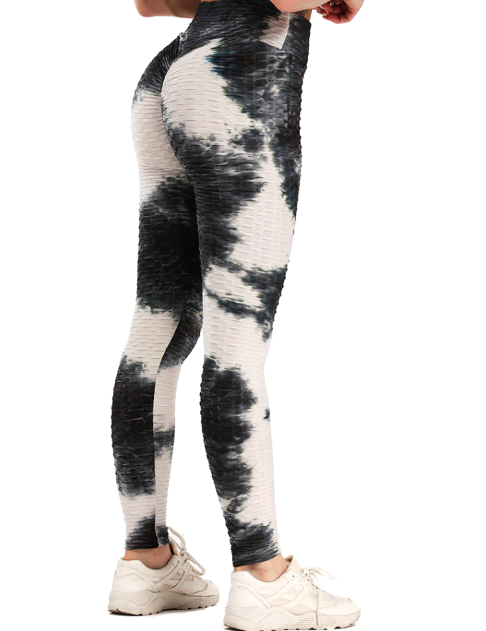 Anti-Cellulite High Waisted Textured Tie Dye Leggings