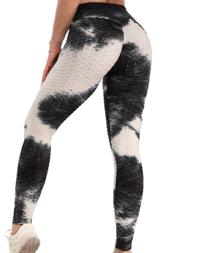 Anti-Cellulite High Waisted Textured Tie Dye Leggings