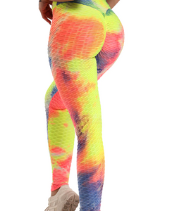 Anti-Cellulite High Waisted Textured Tie Dye Leggings