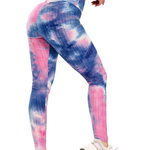 Anti-Cellulite High Waisted Textured Tie Dye Leggings