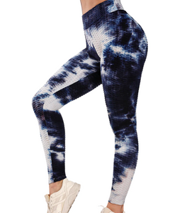 Anti-Cellulite High Waisted Textured Tie Dye Leggings