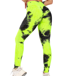 Anti-Cellulite High Waisted Textured Tie Dye Leggings